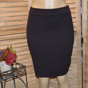 Ann Taylor Studio S Black Cotton Pencil Skirt Elastic Waist Knee Length